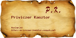 Priviczer Kasztor névjegykártya
